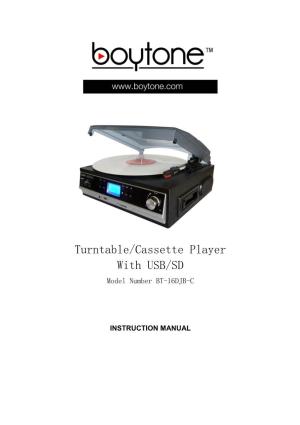 Turntable/Cassette Player with USB/SD