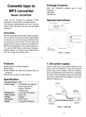 Mp3 Converter) MP3 Converter USB Cable Model: Ezcap230 User Manual