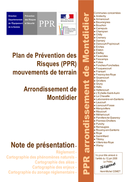 Note De Présentation PPR Arrondissement Montdidier