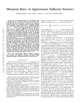 Minimum Rates of Approximate Sufficient Statistics