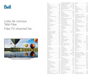Fibe TV Channel List / Liste Des Canaux Télé Fibe