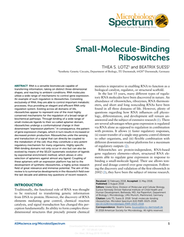 Small-Molecule-Binding Riboswitches THEA S