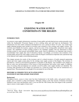 Existing Water Supply Conditions in the Region