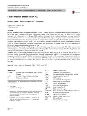 Future Medical Treatment of PSC