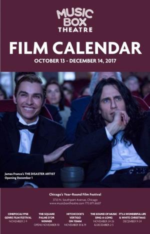 Film Calendar October 13 - December 14, 2017