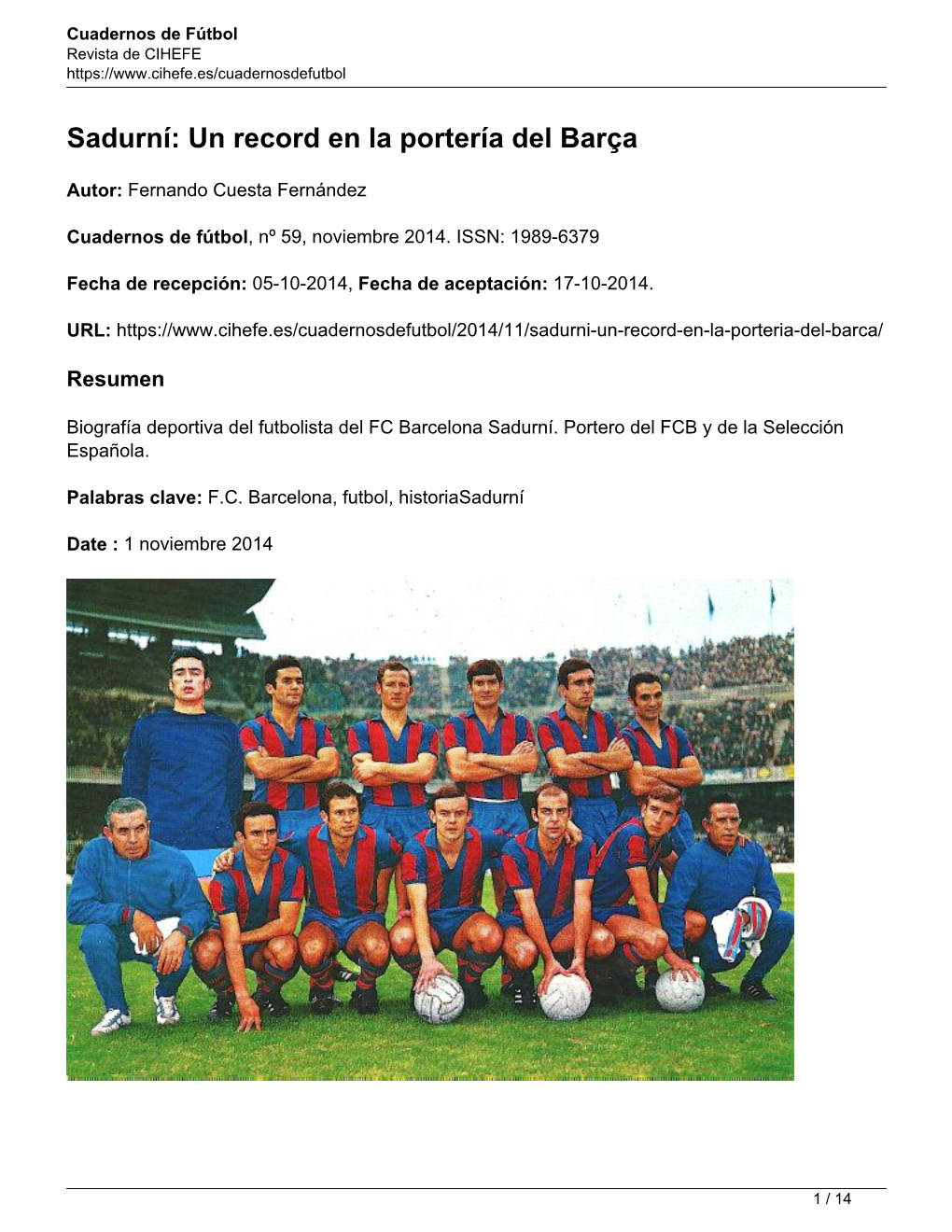 Sadurní: Un Record En La Portería Del Barça