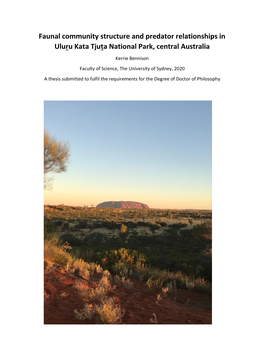 Faunal Community Structure and Predator Relationships in Uluru Kata Tjuta National Park, Central Australia