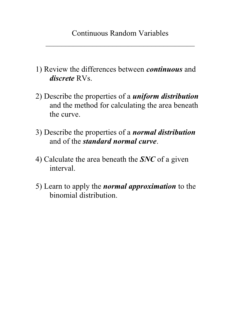 Continuous Random Variables