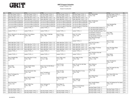 GRIT Program Schedule Listings in Eastern Time