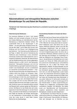 Rekonstruktionen Und Retrospektive Neubauten Zwischen Brandenburger Tor Und Palast Der Republik