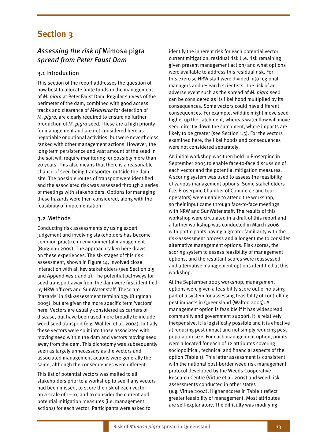 Assessing the Risk of Mimosa Pigra Spread from Peter Faust