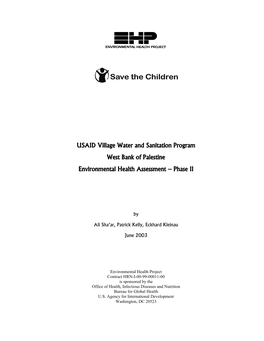 USAID Village Water and Sanitation Program West Bank of Palestine Environmental Health Assessment – Phase II