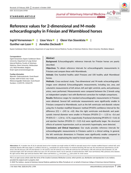 Reference Values for 2‐Dimensional and M‐Mode Echocardiography In