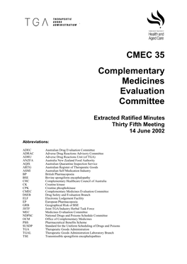 CMEC 35 Complementary Medicines Evaluation Committee