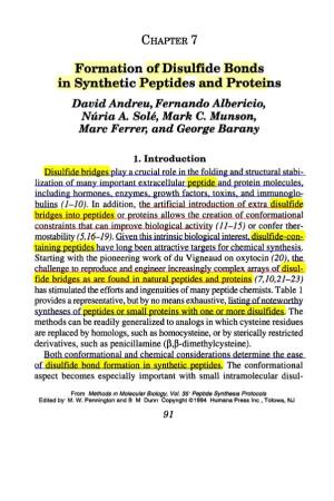 Formation of Disulfide Bonds in Synthetic Peptides and Proteins David Andreu, Fernando Albericio, Lvtiria A