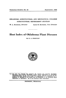Host Index of Oklahoma Plant Diseases