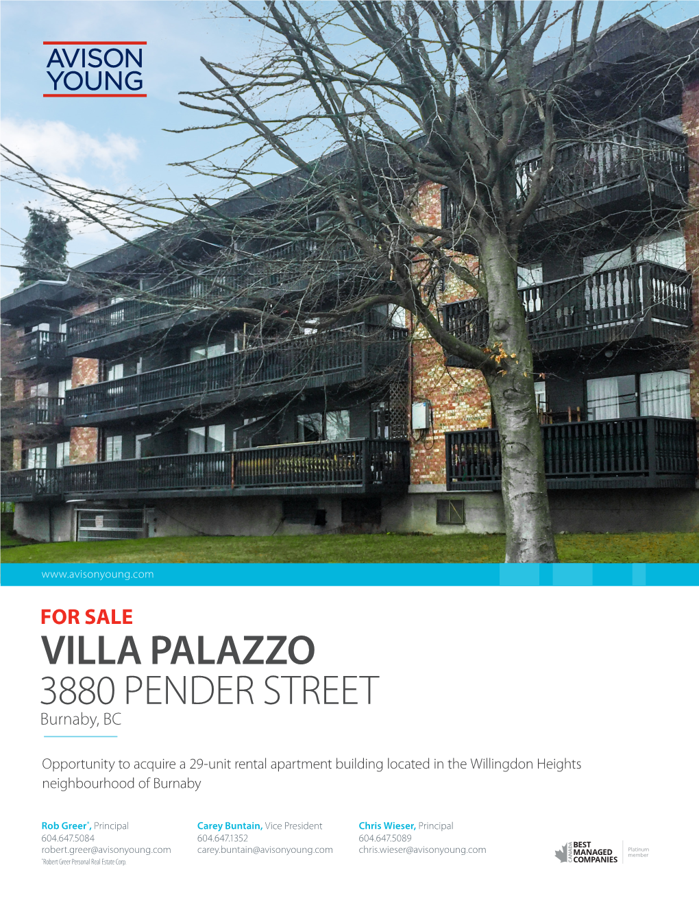 VILLA PALAZZO 3880 PENDER STREET Burnaby, BC