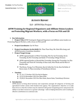 Activity Report Training Program