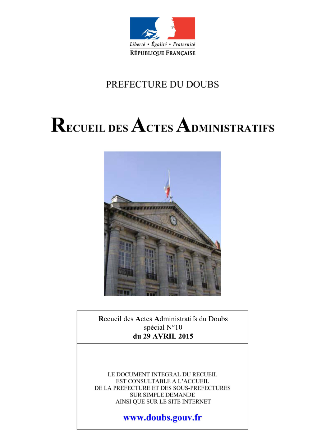 Recueil Des Actes Administratifs Du 29 Avril 2015