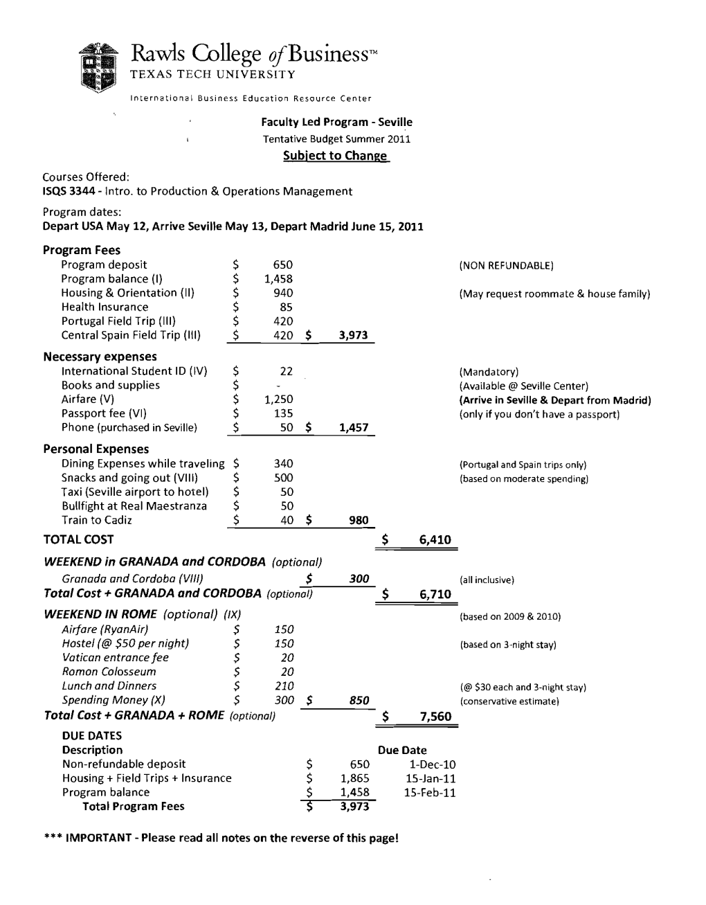 Rawls College Ofbusiness- TEXAS TECH UNIVERSITY