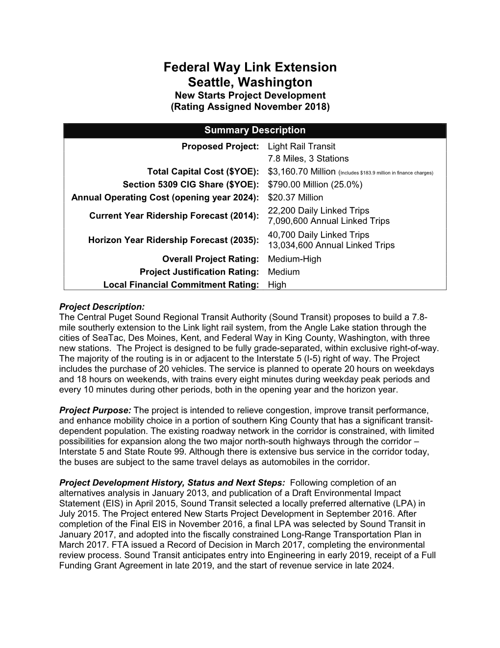 Federal Way Link Extension Profile