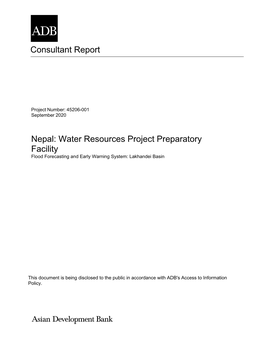 Consultant Report Nepal: Water Resources Project Preparatory Facility