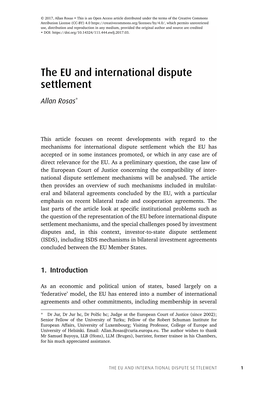 The EU and International Dispute Settlement