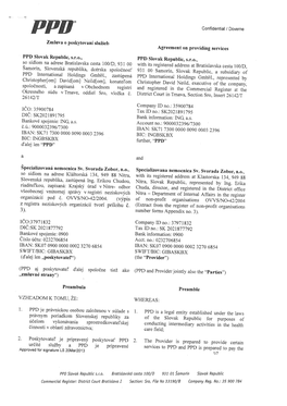 Confideníial / Dôverne Zmluva O Poskytovaní Služieb PPD Slovák