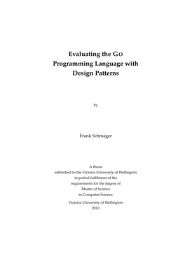 Evaluating the GO Programming Language with Design Patterns