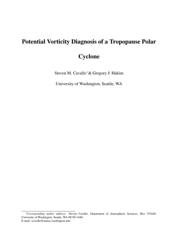 Potential Vorticity Diagnosis of a Tropopause Polar Cyclone