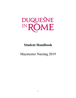 Student Handbook Maymester Nursing 2019