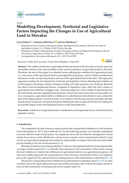 Modelling Development, Territorial and Legislative Factors Impacting the Changes in Use of Agricultural Land in Slovakia