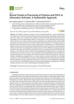 Recent Trends in Processing of Proteins and DNA in Alternative Solvents: a Sustainable Approach