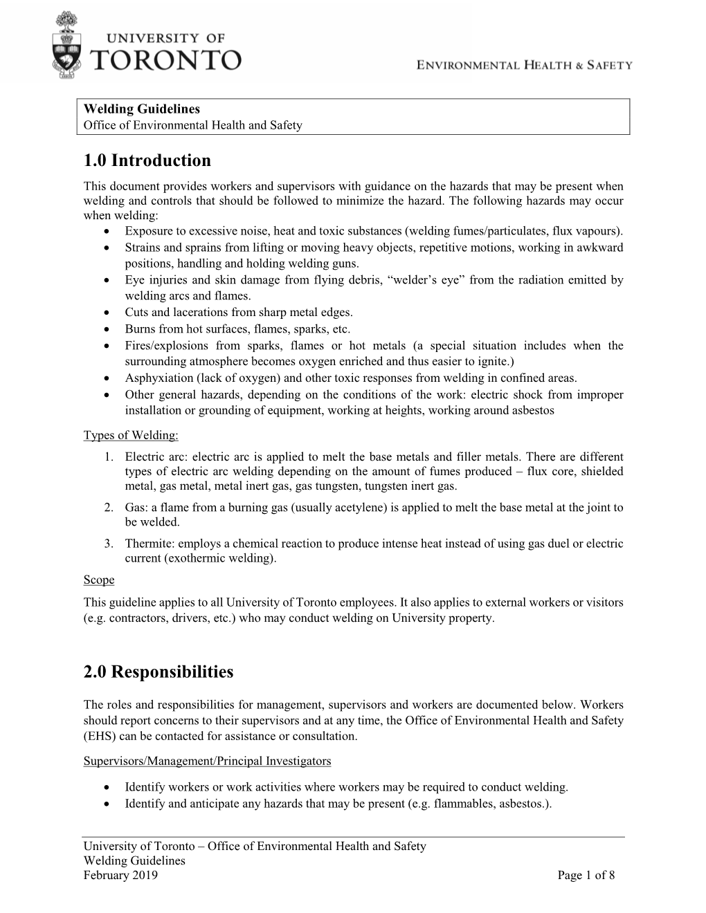 Welding Guidelines Office of Environmental Health and Safety