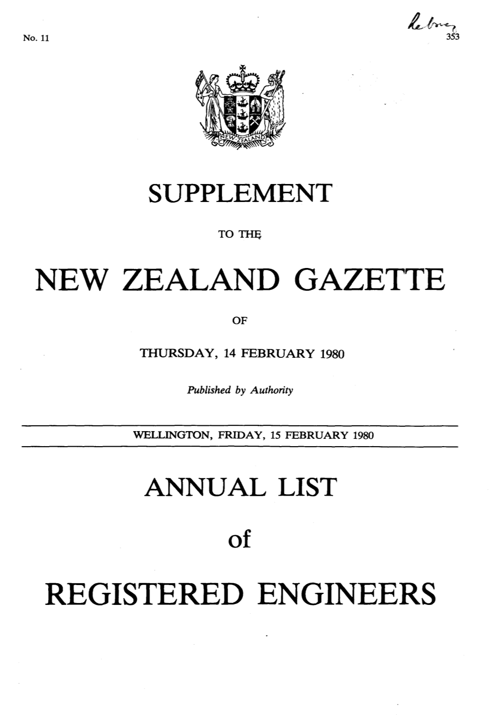 New Zealand Gazette Registered Engineers