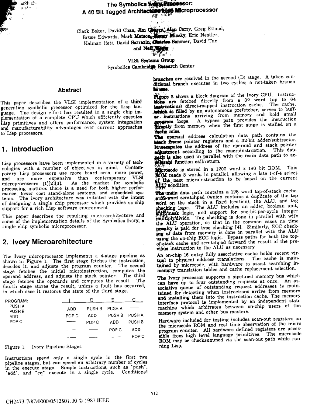 The Symbolics Ivory Processor: a 40 Bit Tagged Architecture Lisp