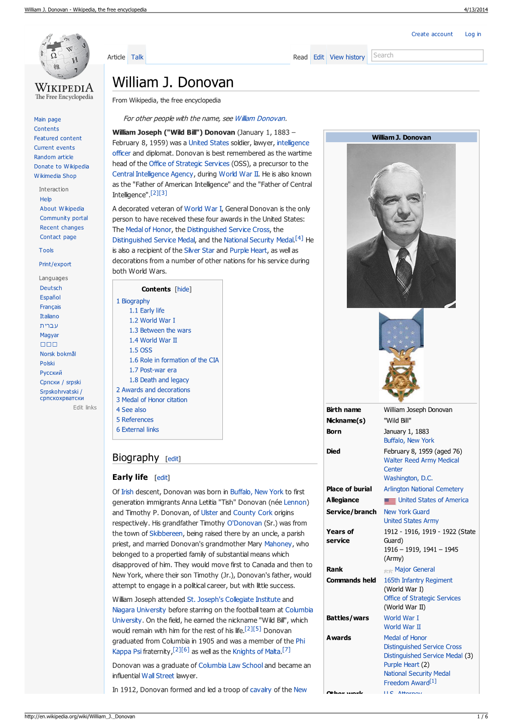 William J. Donovan - Wikipedia, the Free Encyclopedia 4/13/2014