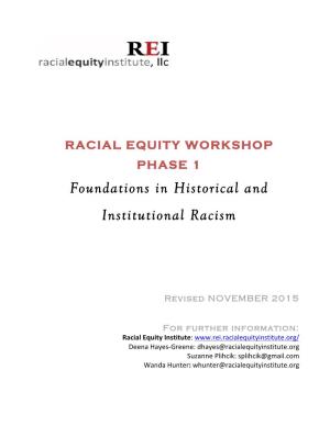 Foundations in Historical and Institutional Racism