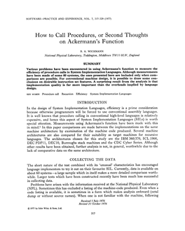 How to Call Procedures, Or Second Thoughts on Ackermann's Function