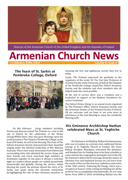 Armenian Church News 12 February APRIL 2020 Volume 6, Issue 6