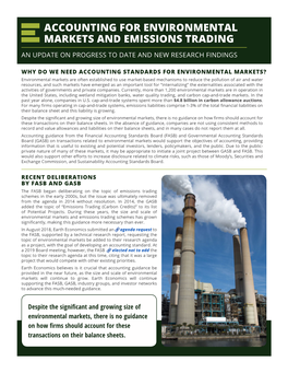 Accounting for Environmental Markets and Emissions Trading