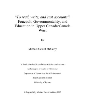Foucault, Governmentality, and Education in Upper Canada/Canada West