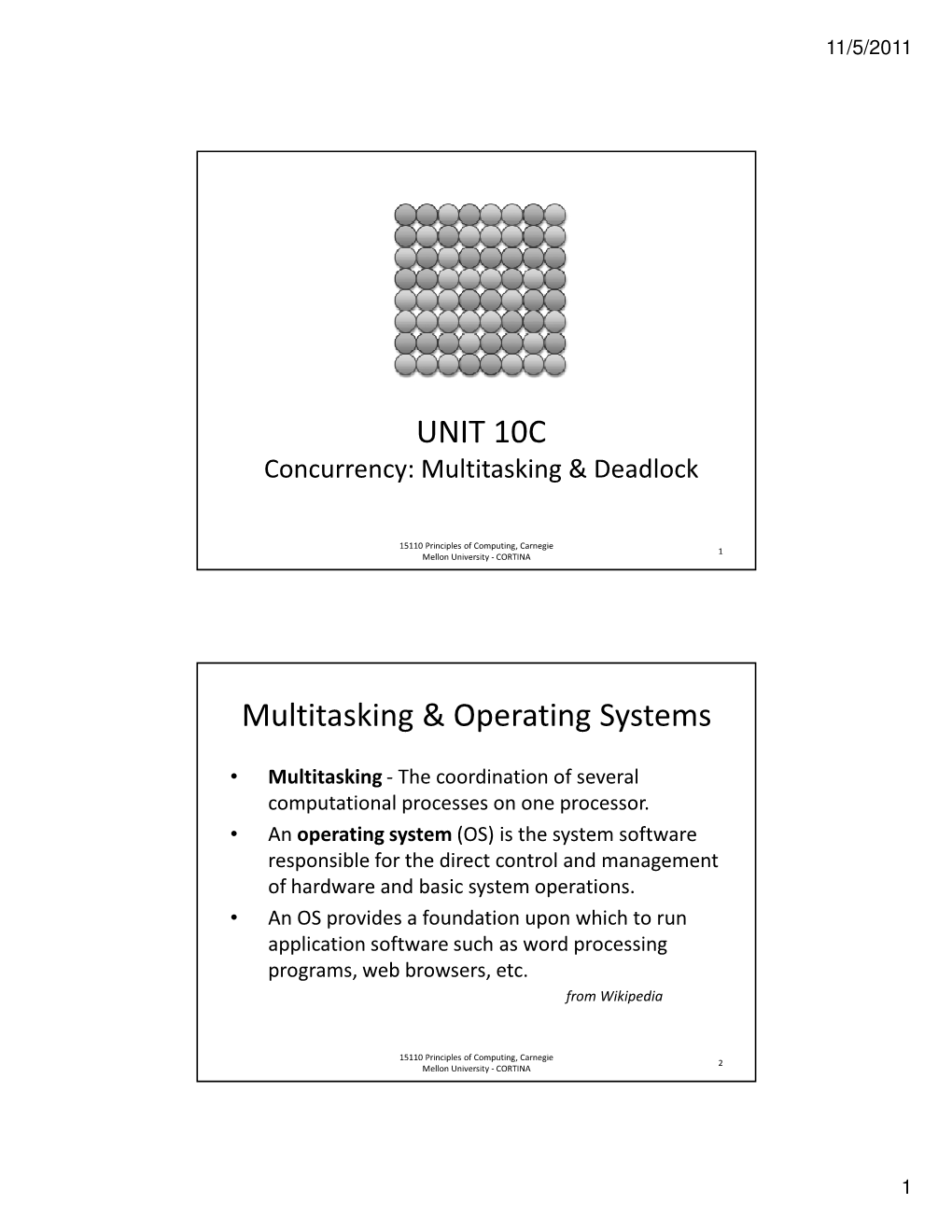 UNIT 10C Multitasking & Operating Systems