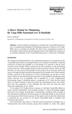 A Direct Method for Minimizing the Yang-Mills Functional Over 4-Manifolds