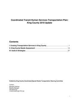 Coordinated Transit-Human Services Transportation Plan: King County 2010 Update