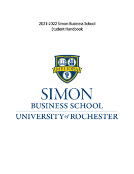 2021-2022 Simon Business School Student Handbook