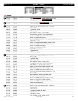 Calendar 1 2 3 4 5 Calendar List Secretary Geithner 1/1/2012