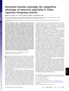 Interaction Location Outweighs the Competitive Advantage of Numerical Superiority in Cebus Capucinus Intergroup Contests