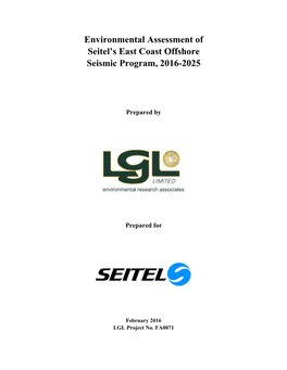 Environmental Assessment of Seitel's East Coast Offshore Seismic