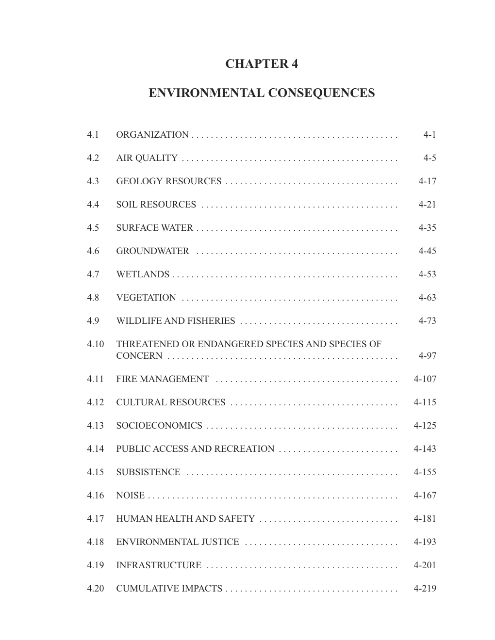 Chapter 4 Environmental Consequences